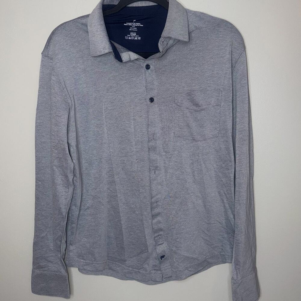 Fabletics Shirt Adult Mens Small Blue The Dash Long Sleeve Button Up Logo